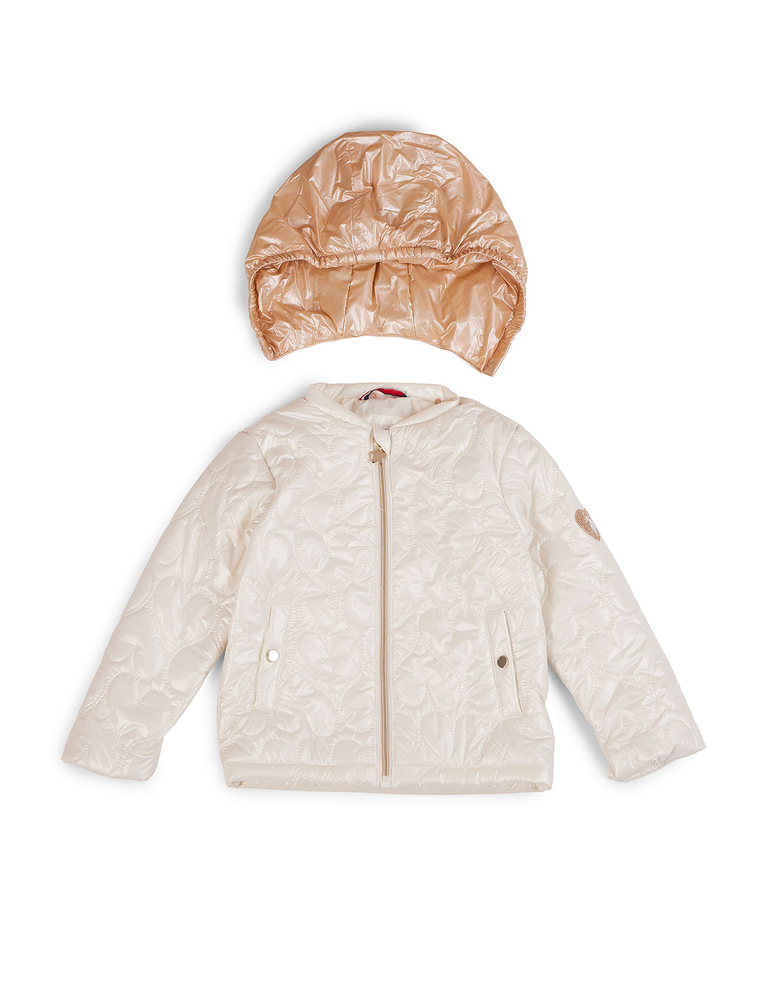 U.S. Polo Assn. Kids Girls Detachable Hood Quilted Jacket