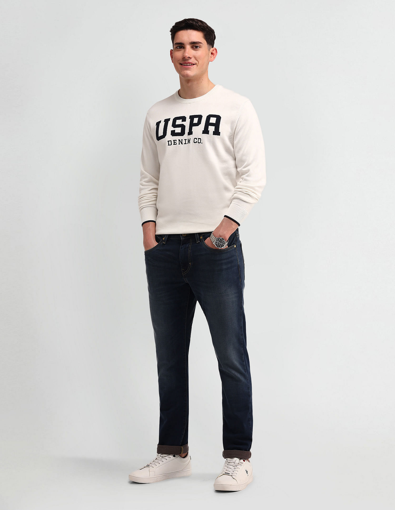 U.S. Polo Assn. Denim Co. Brand Printed Regular Fit Sweater