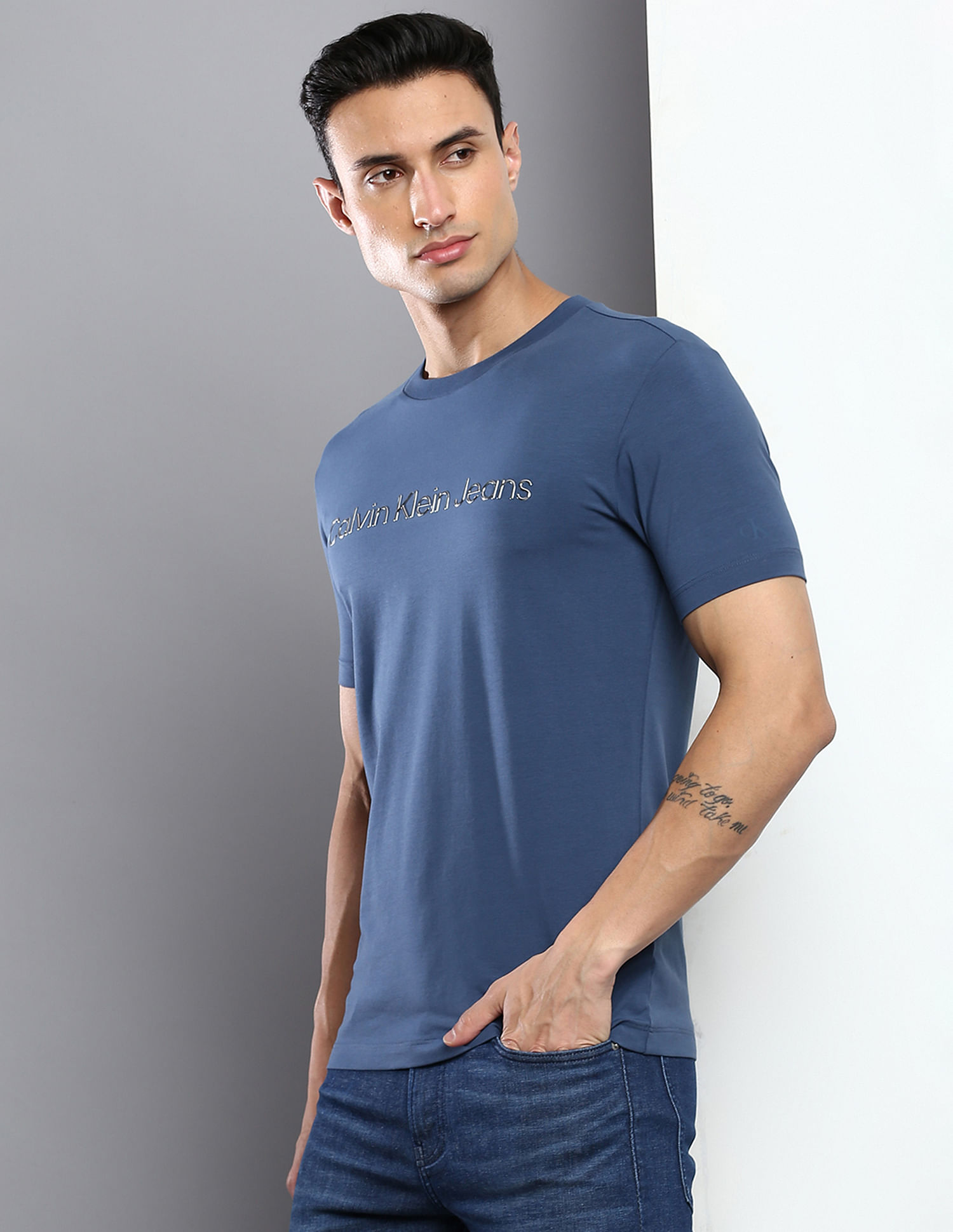 Buy Calvin Klein Jeans Brand Print Slim Fit T-Shirt 