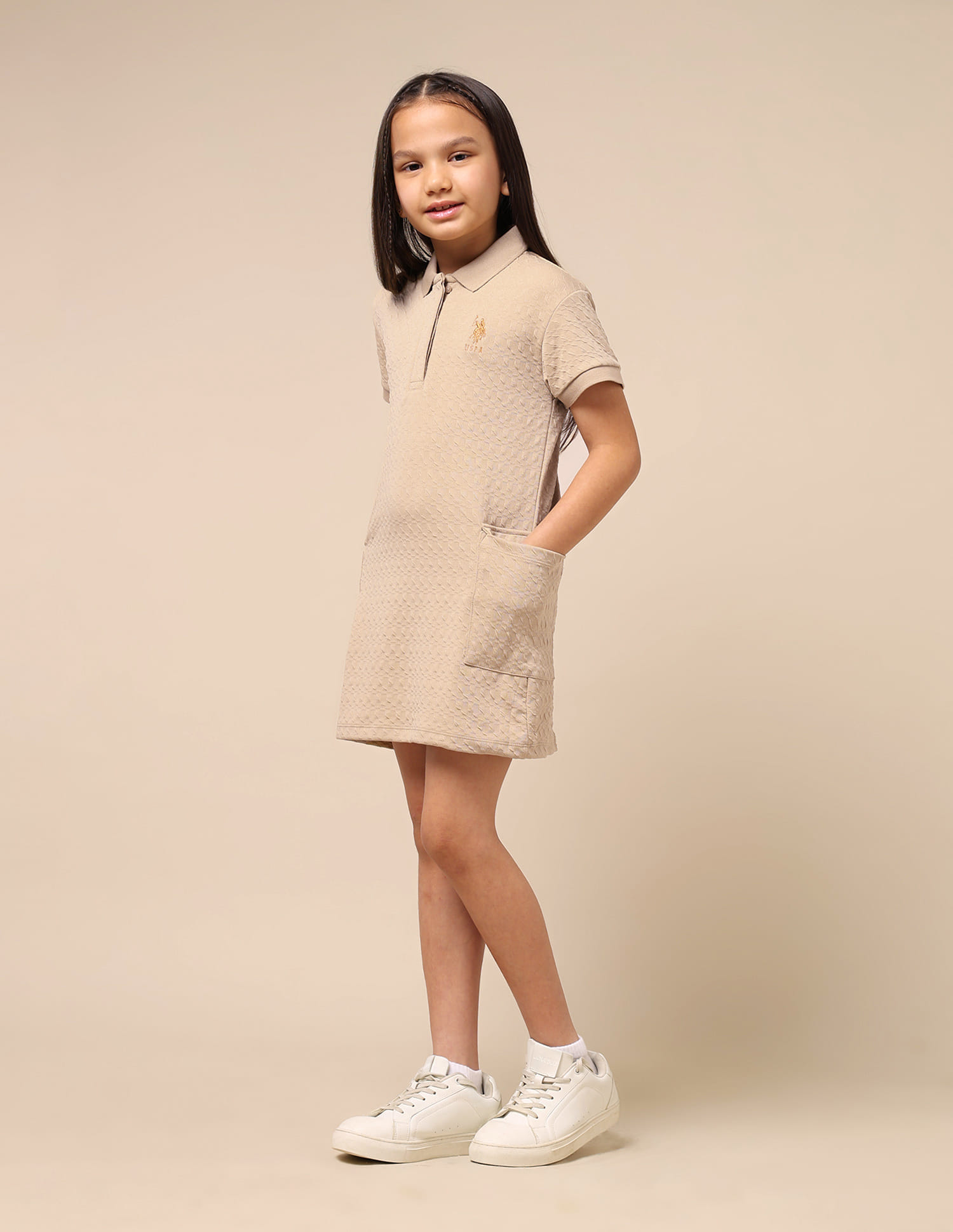 Buy U.S. Polo Assn. Kids Girls Textured T-Shirt Dress - NNNOW.com