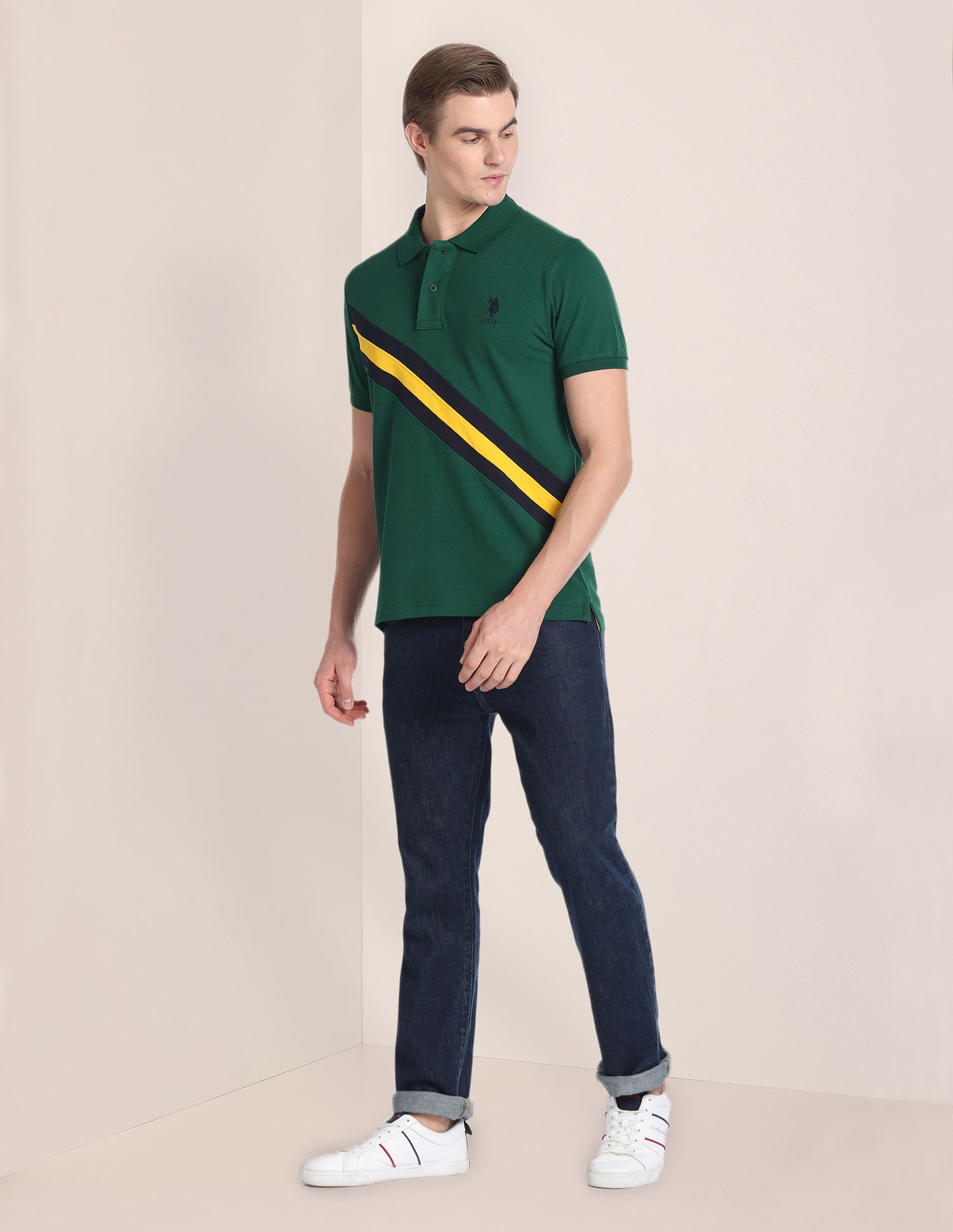 U.S. Polo Assn. Diagonal Stripe Cotton Polo Shirt