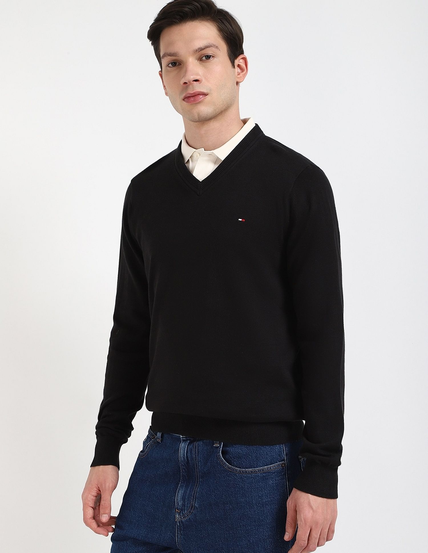Tommy Hilfiger Solid Regular-Fit Cotton Sweater