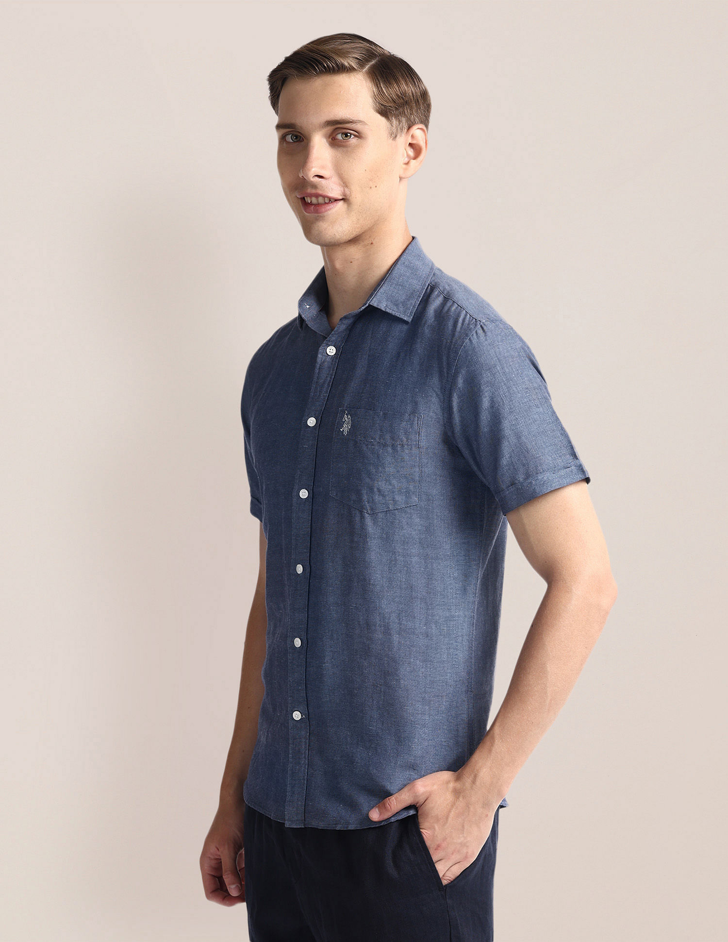 U.S. Polo Assn. Heathered Linen Blend Shirt