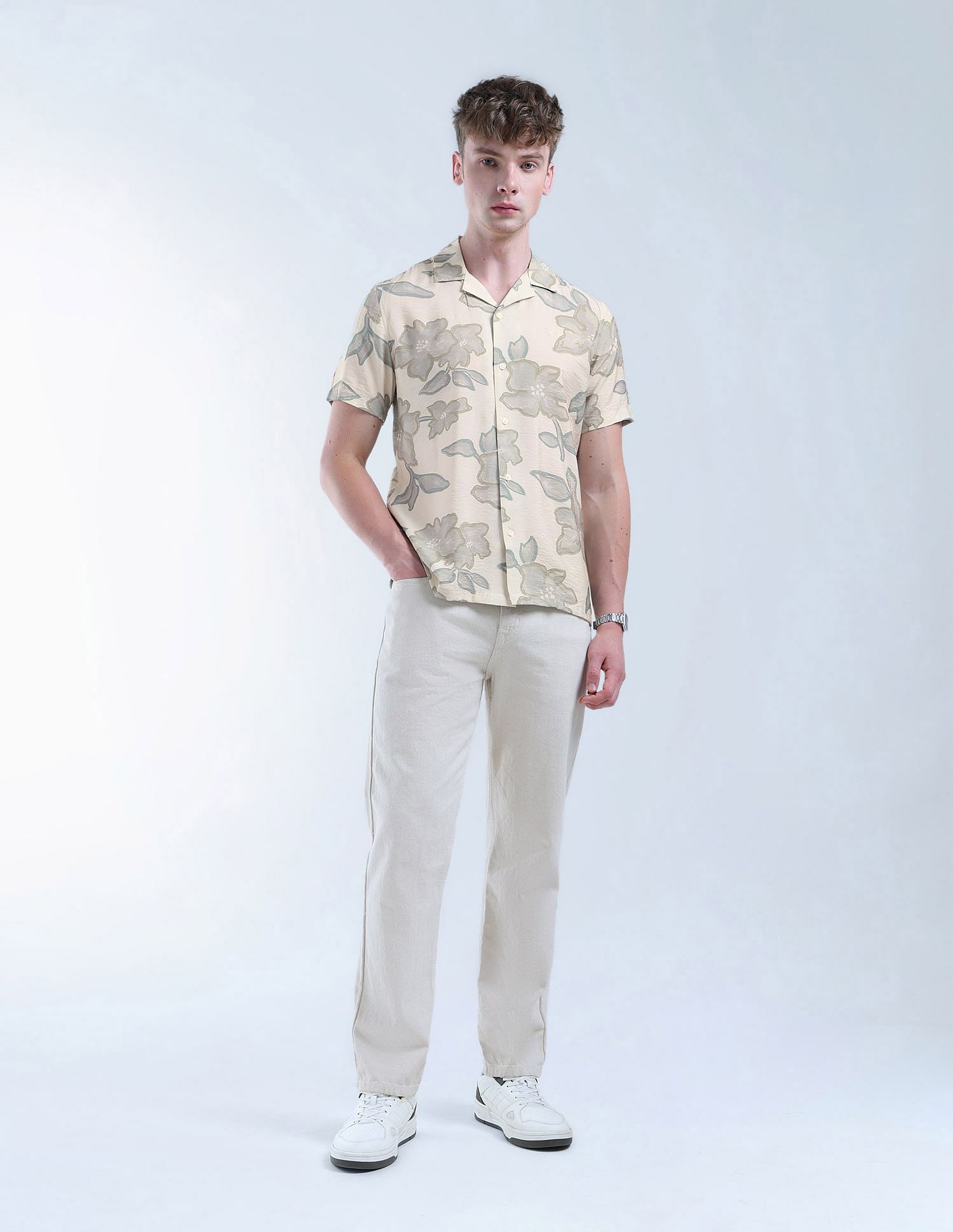 Flying Machine Floral Printed Color Of Home Shirt