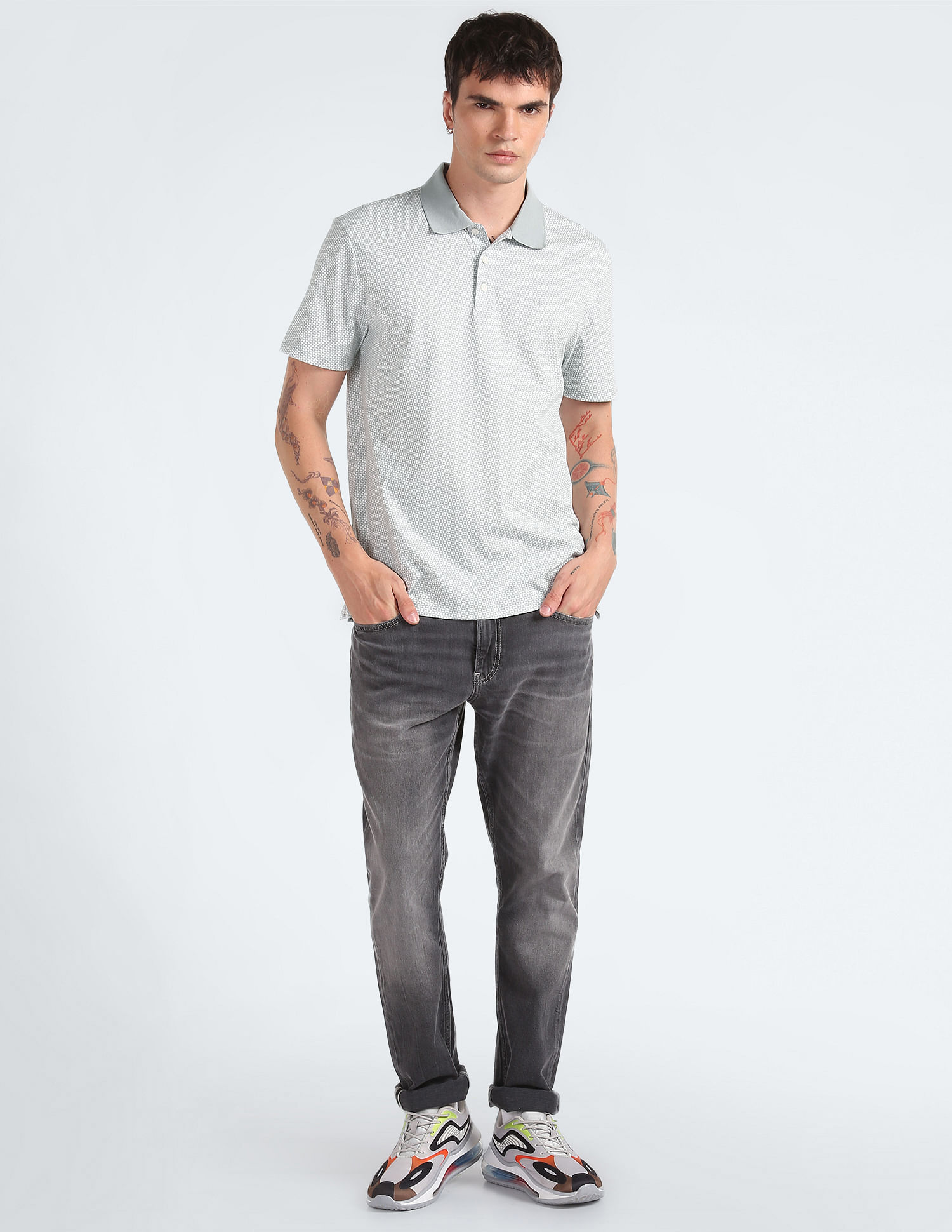 Calvin Klein Smooth Cotton Geometric Print Polo Shirt