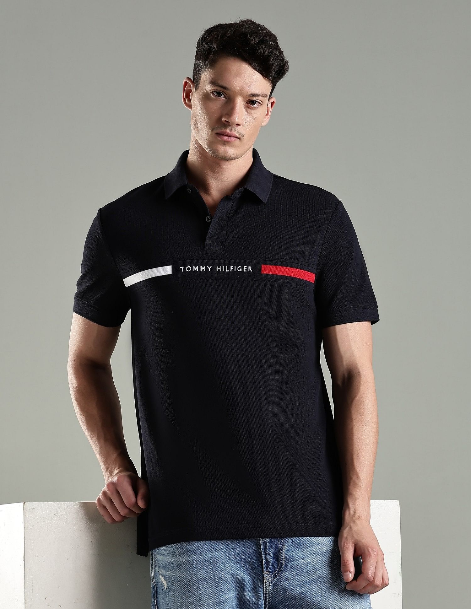 Tommy Hilfiger Embroidered Logo Regular Fit Cotton Polo T- Shirt