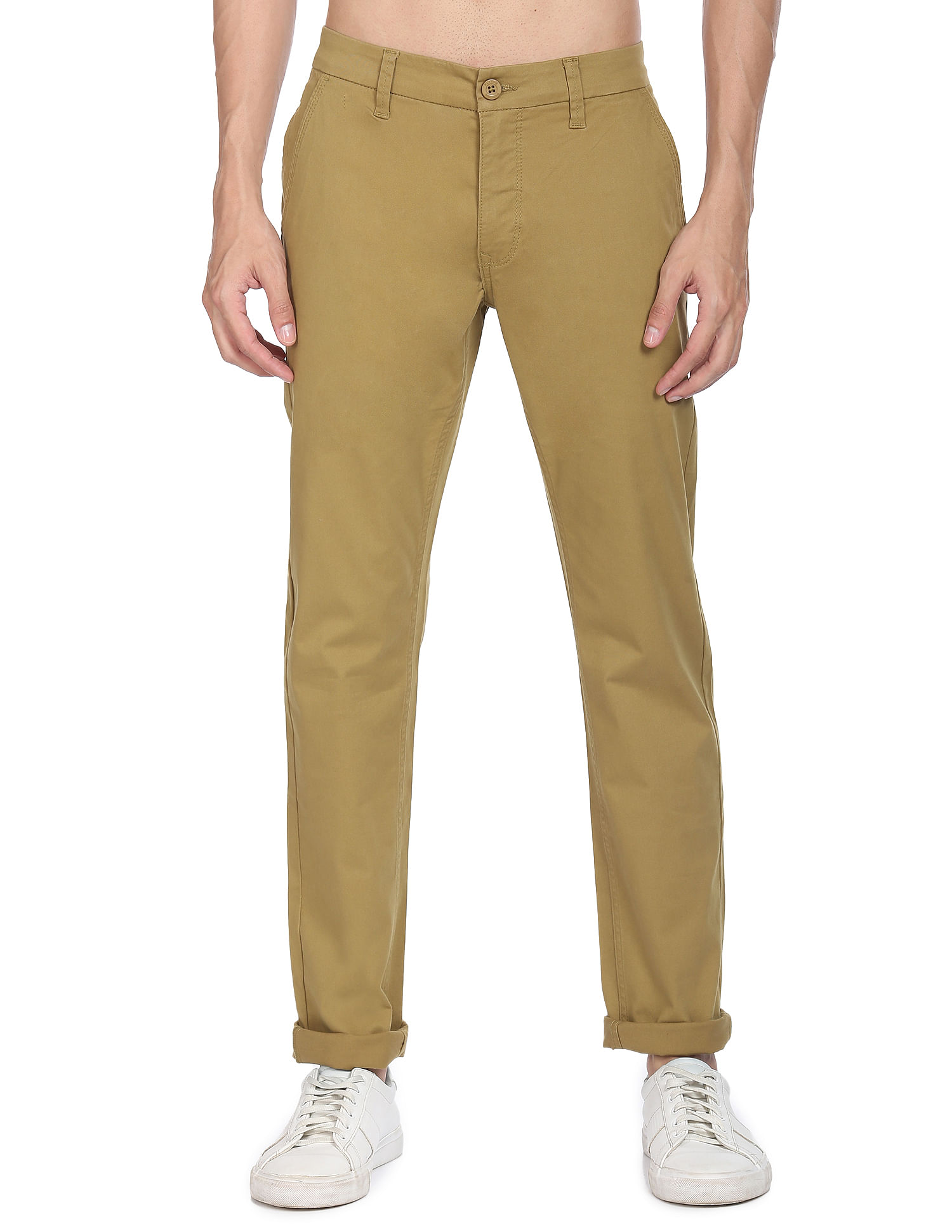 Flying Machine Mid Rise Solid Trousers