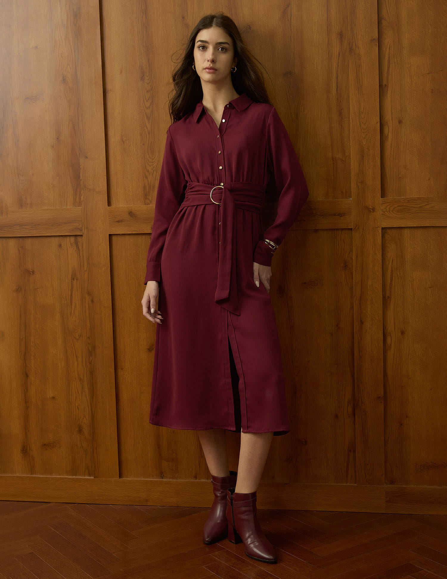 us polo assn shirt dress U.S. POLO Assn. Long Sleeve Solid Stretch Oxford Dress