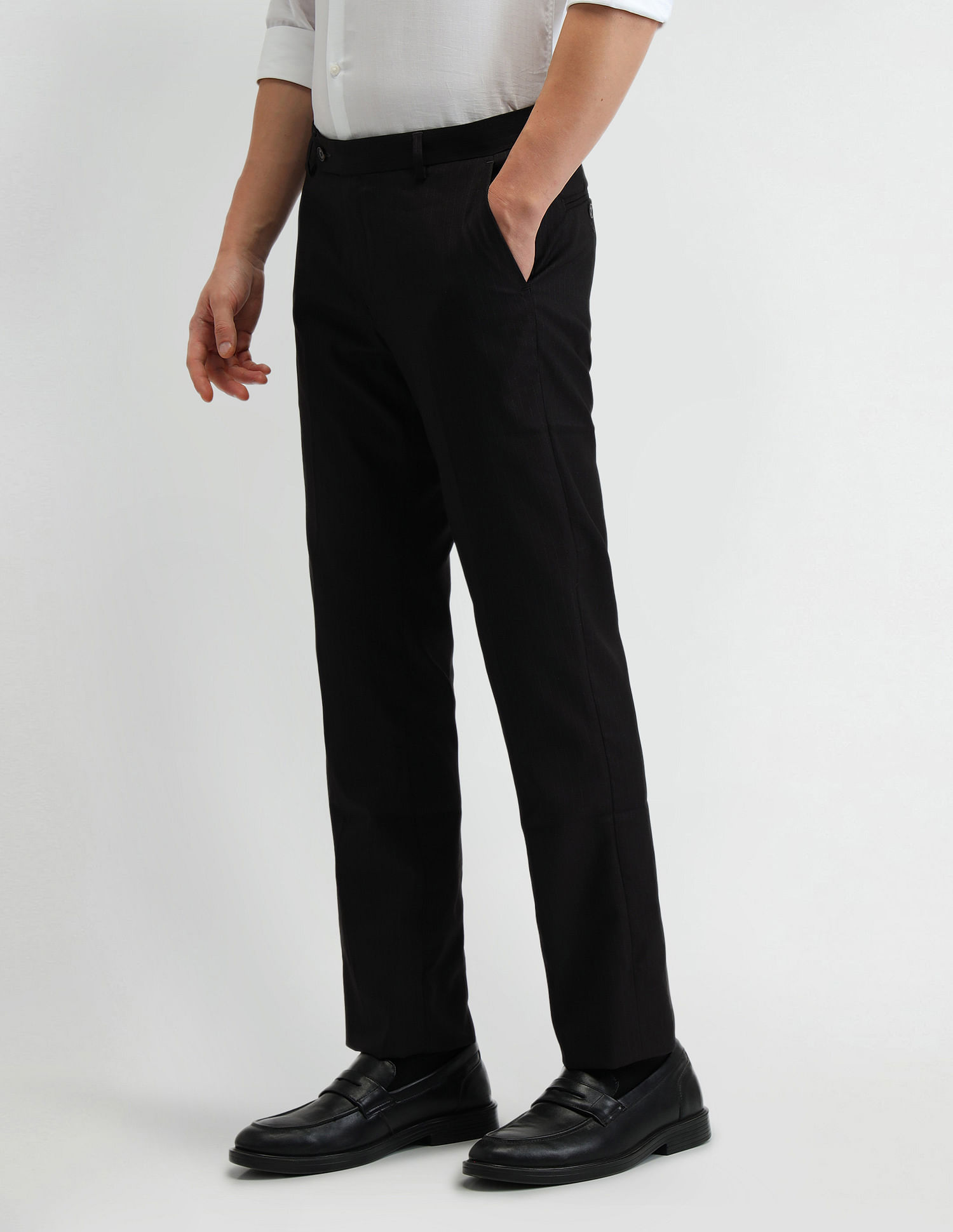 Arrow Mid Rise Vertical Stripe Trousers