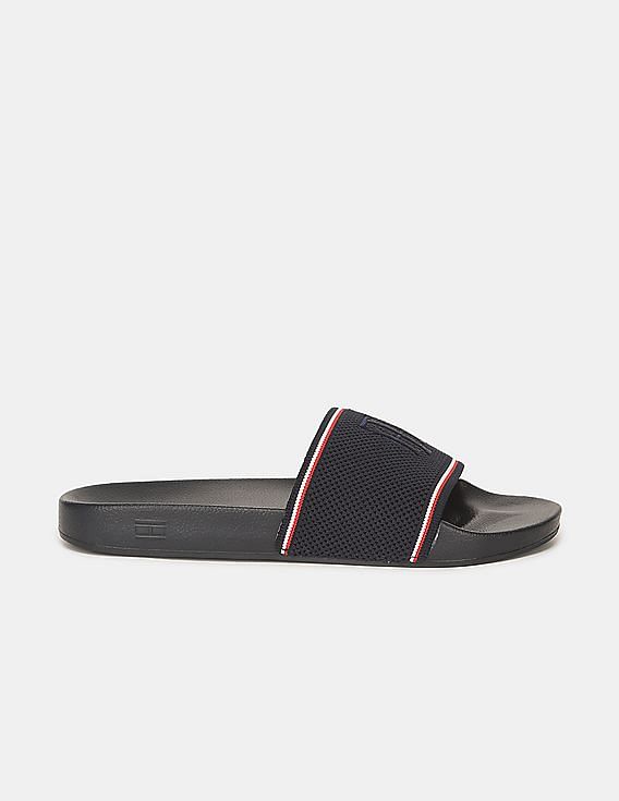 Black open toe discount slides