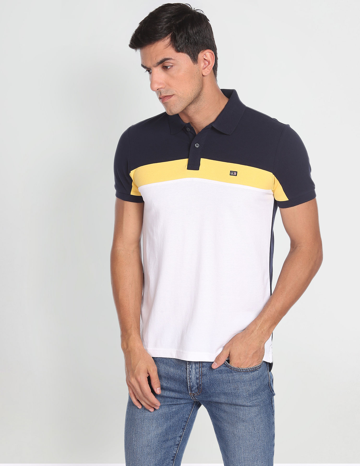 Arrow Sports Colour Block Cotton Polo Shirt
