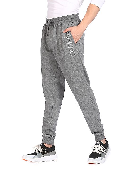 Aeropostale Men Grey Mid Rise Heathered Joggers