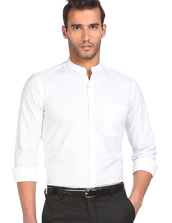 Arrow Manhattan Slim Fit Mandarin Collar Formal Shirt