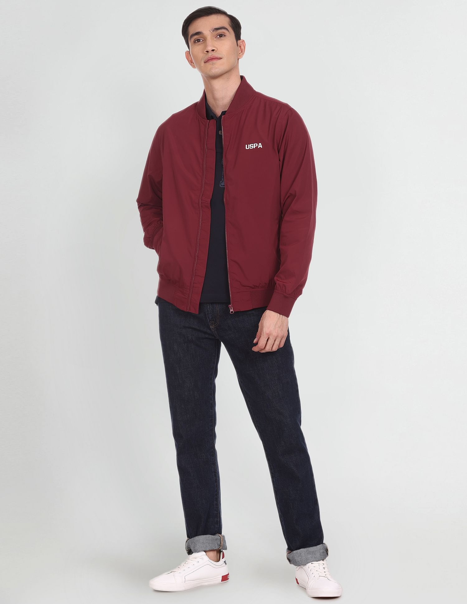 Maroon bomber jacket on sale men