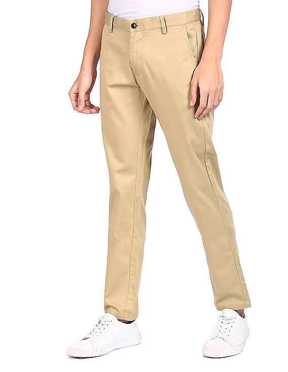 Buy Arrow Sport Men Khakhi Solid Cotton Blend Casual Trouser Online at Best  Prices in India  JioMart