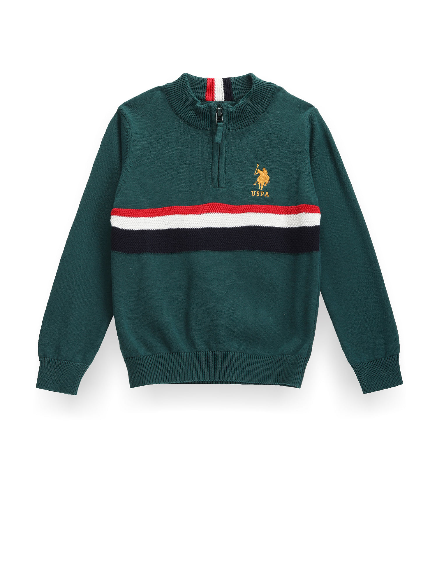 U.S. Polo Assn. Kids Boys High Neck Stripe Sweater