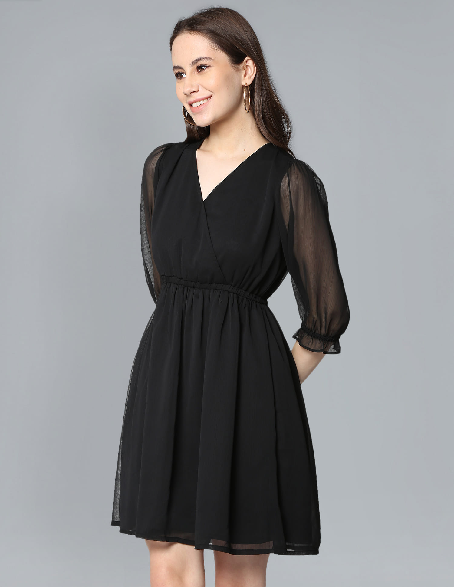 Buy Flying Machine Women V-Neck Polyester Fit Flare Dress - NNNOW.com Buy Flying Machine Women V-Neck Polyester Fit Flare Dress - NNNOW.com