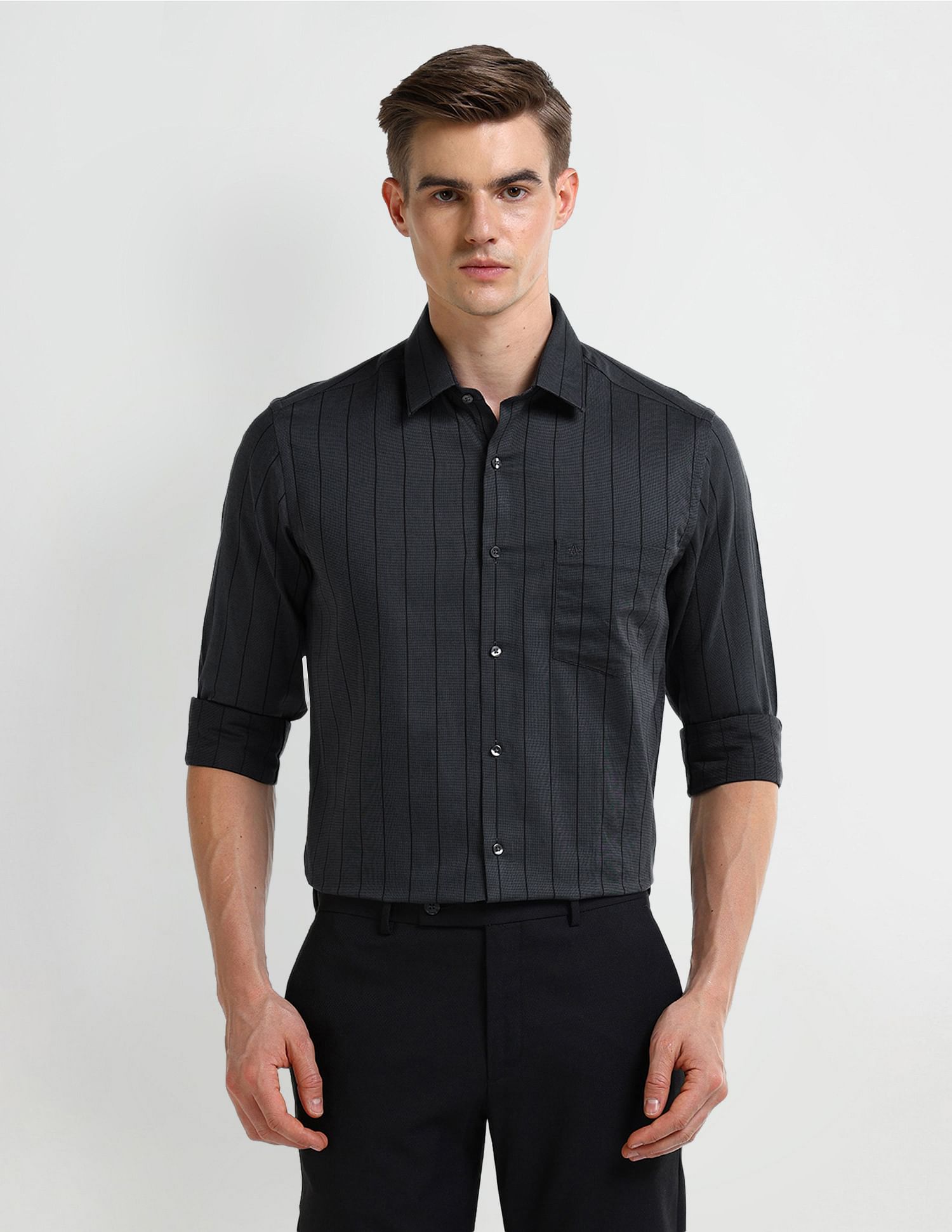 Arrow Vertical Striped Cotton Shirt