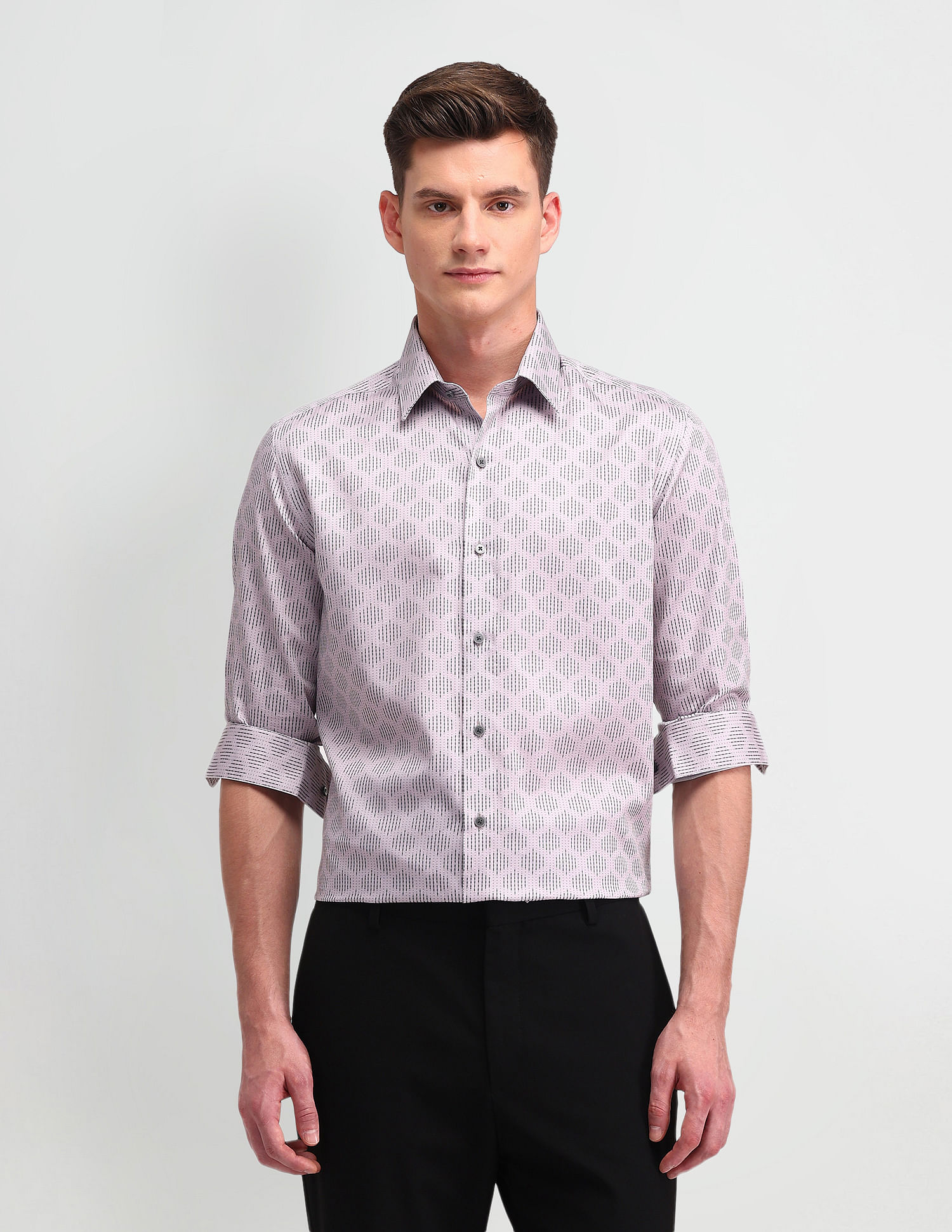 Arrow Newyork Geometric Printed Manhattan Slim Fit Shirt