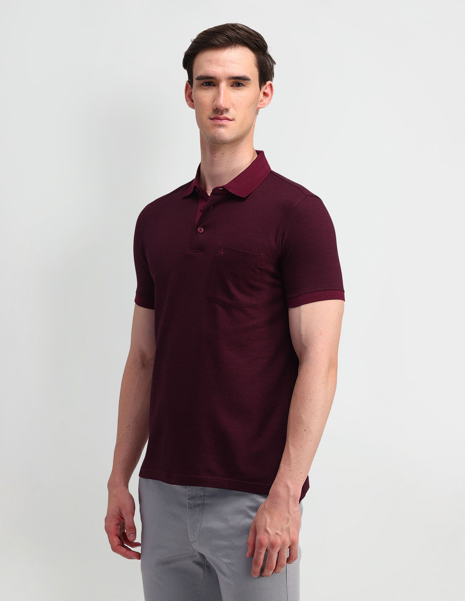 Arrow Textured Cotton Polo Shirt