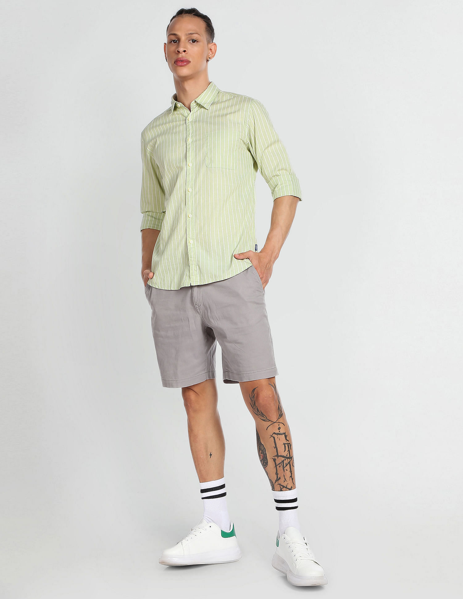 Flying Machine Spread Collar Vertical Stripe Shirt