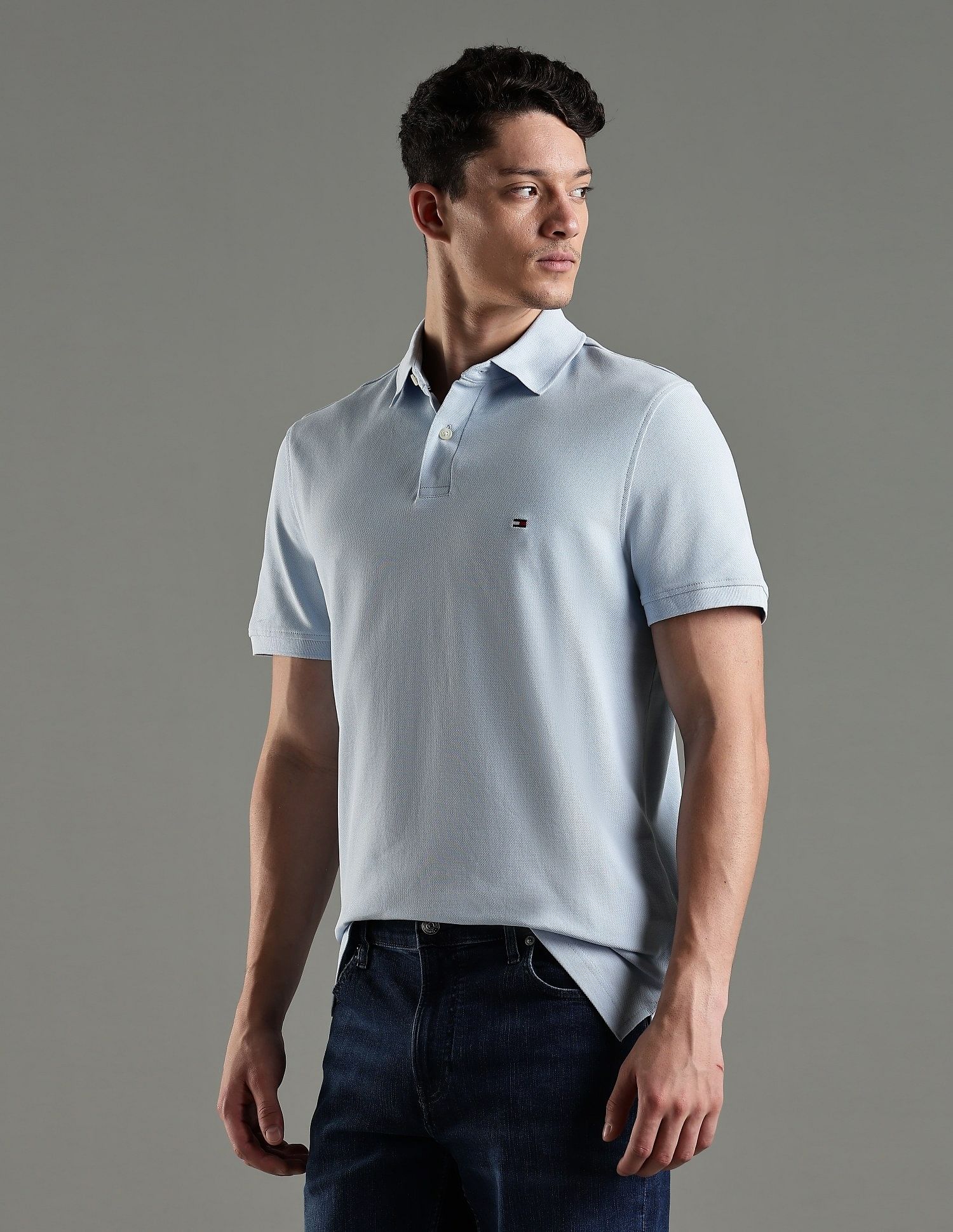 Tommy Hilfiger Solid Regular Fit Cotton Polo T-Shirt