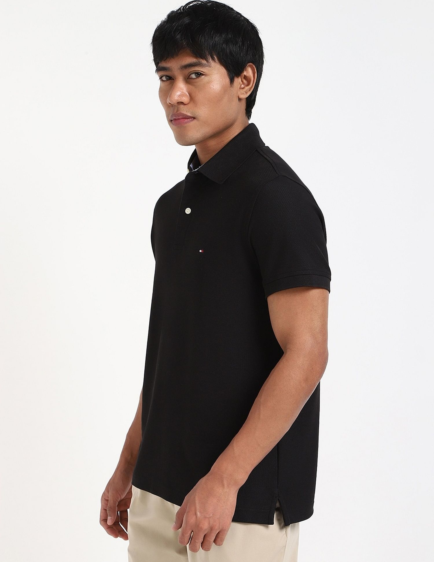 Tommy Hilfiger Solid Regular-Fit Cotton Polo Shirt