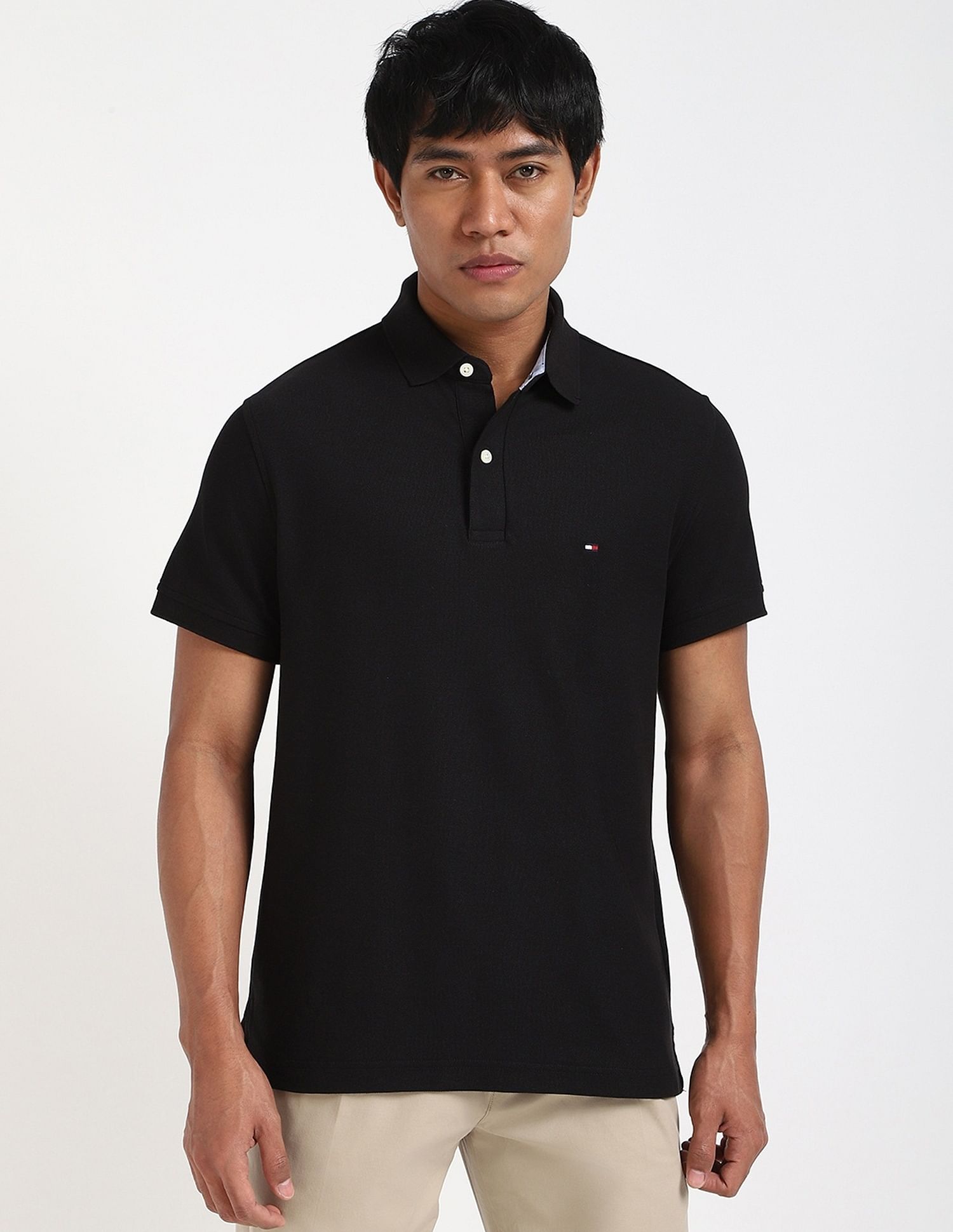Tommy Hilfiger Solid Regular-Fit Cotton Polo Shirt