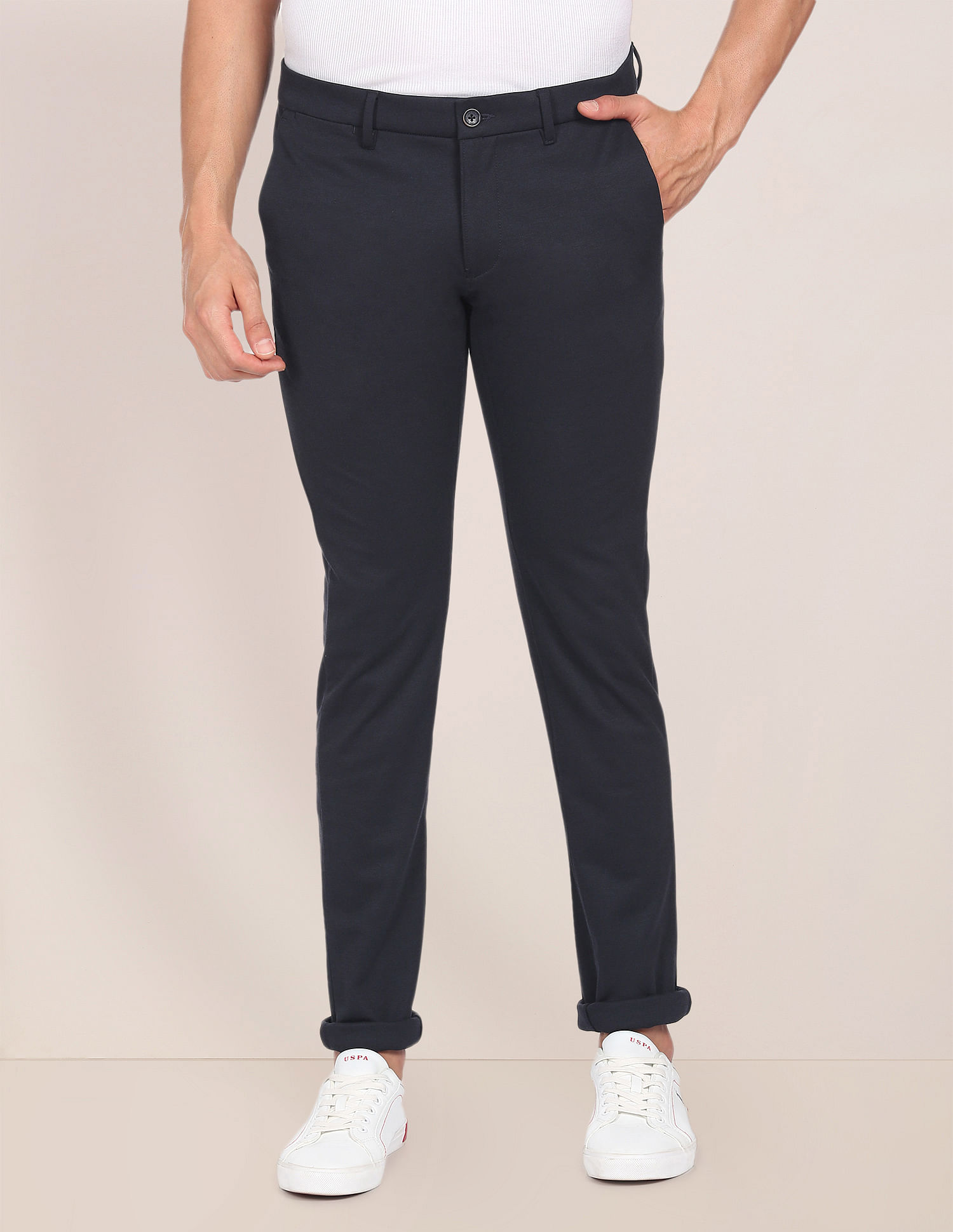 U.S. Polo Assn. Mid Rise Denver Slim Fit Knit Casual Trousers