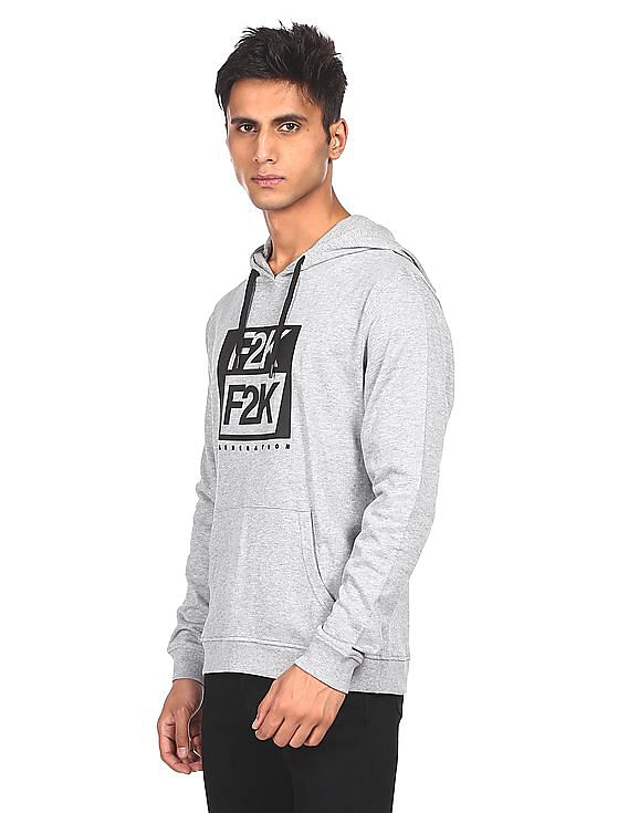 Flying Machine Long Sleeve Printed Hooded Sweatshirt