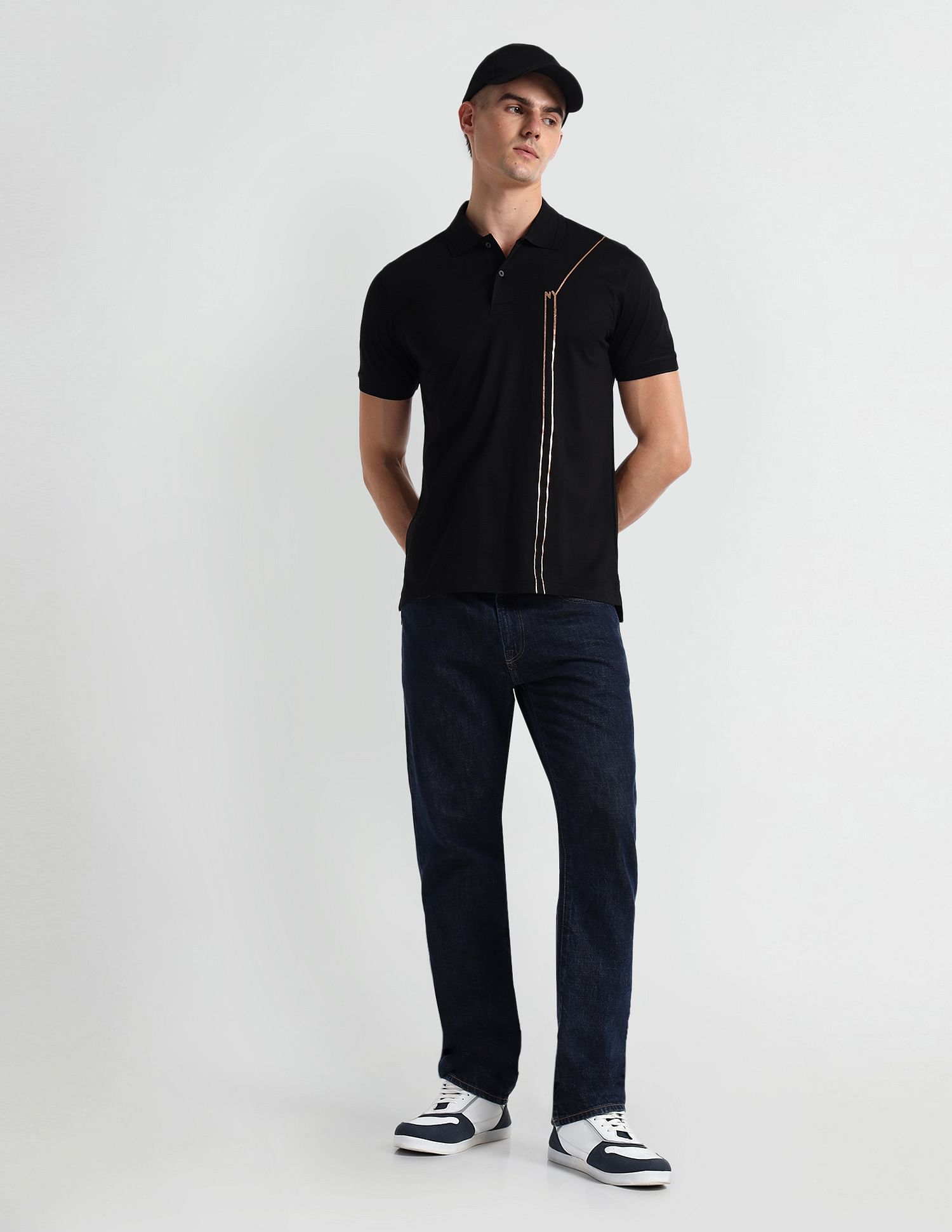 Arrow Newyork Brand Stripe Pique Polo Shirt
