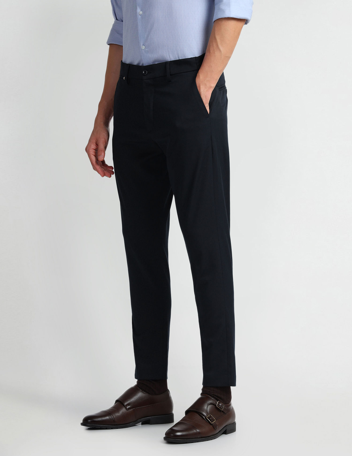 Arrow Newyork Carson Tapered Fit Self Design Trousers