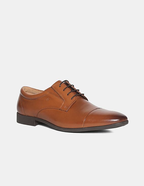 Buy Arrow Men Brown Cap Toe Burnished Astor Leather Derby Shoes