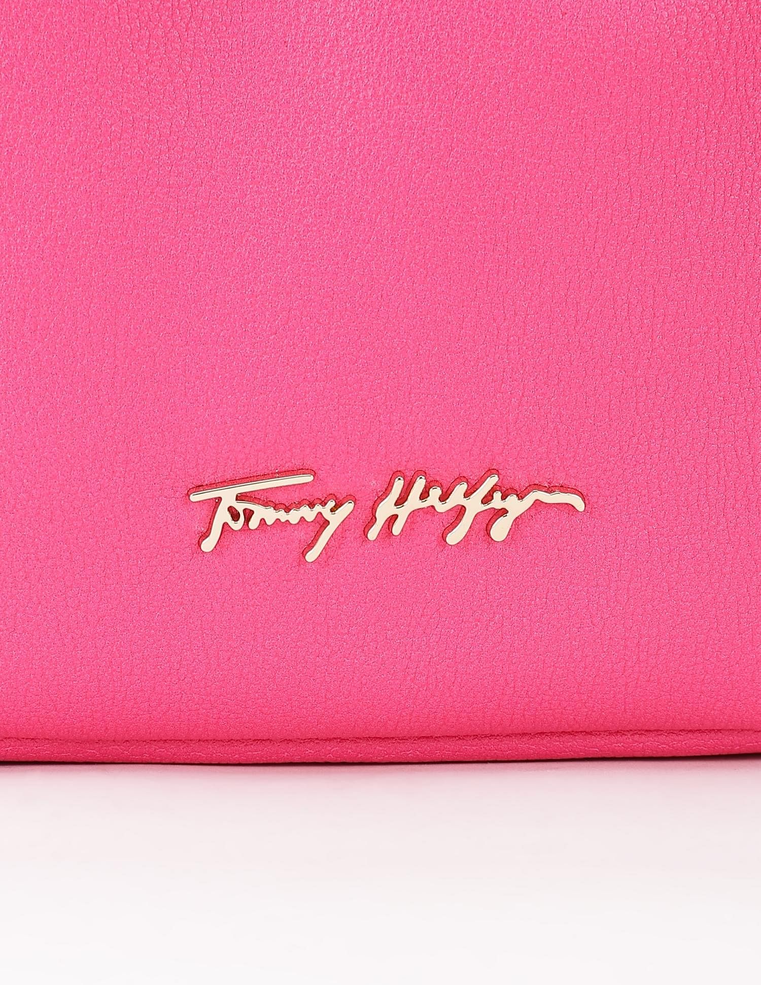 Tommy Hilfiger Solid Pink Pu Bucket Bag