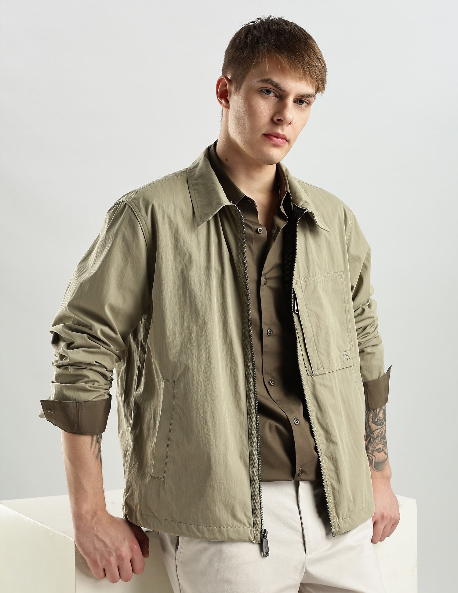 Buy Calvin Klein Jeans Solid Regular-Fit Cotton Jacket