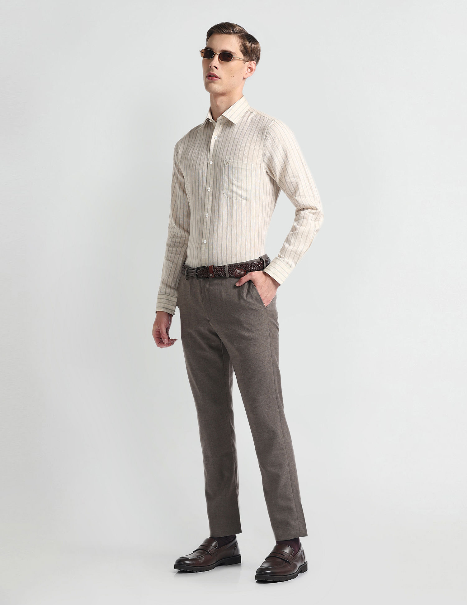 Arrow Manhattan Slim Fit Linen Shirt