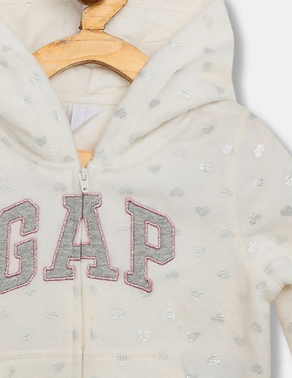 Buy GAP Baby Baby White Logo Hoodie Sweatshirt in Fleece NNNOW