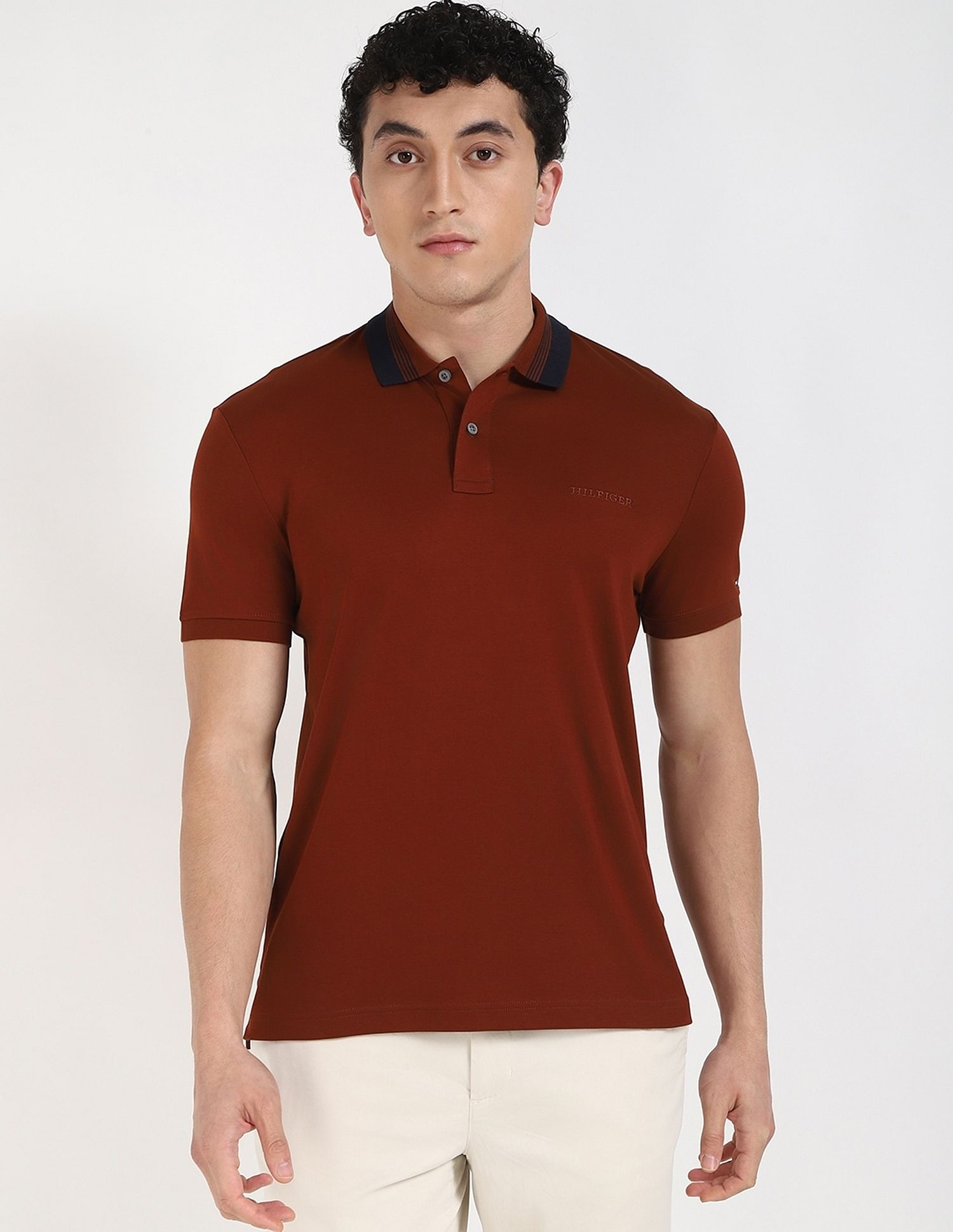 Tommy Hilfiger Solid Regular-Fit Cotton Polo Shirt