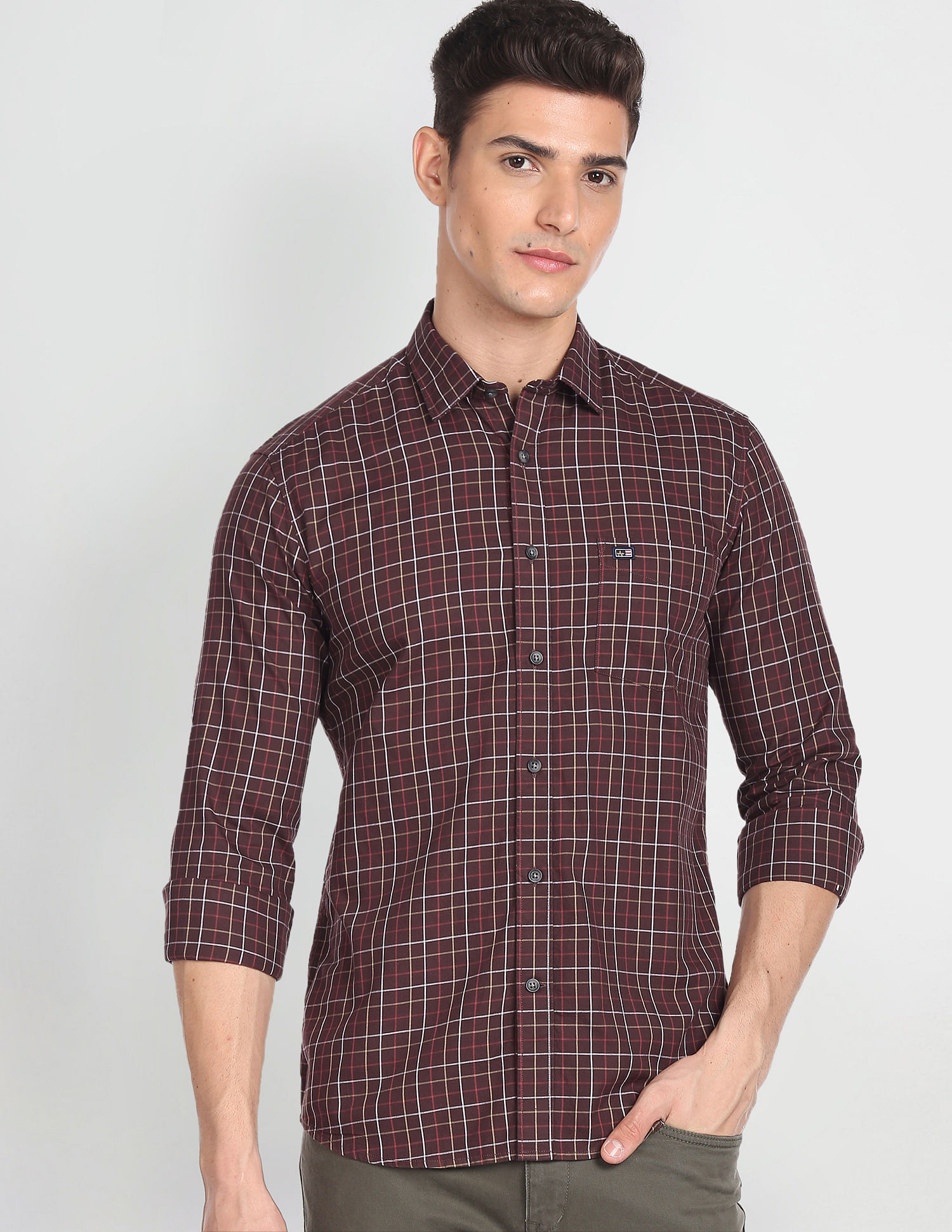 Arrow Sports Twill Dupplin Check Casual Shirt
