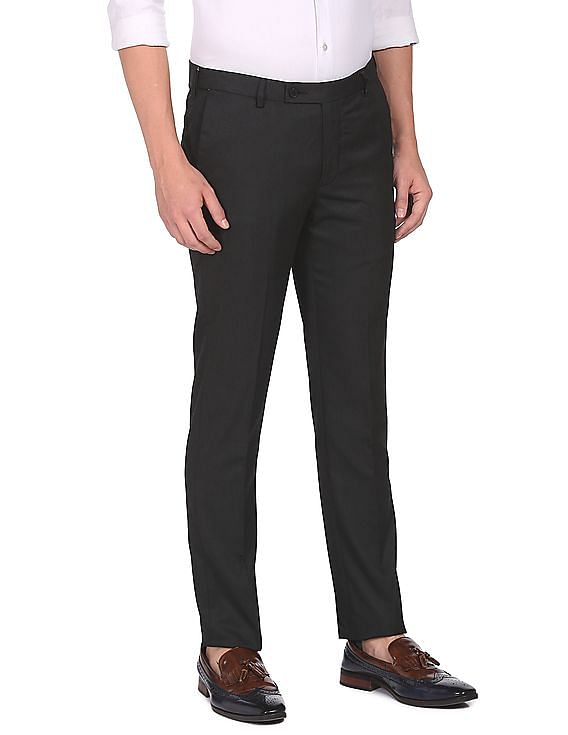 Charcoal Black Essential Solid Trousers  Lakshita