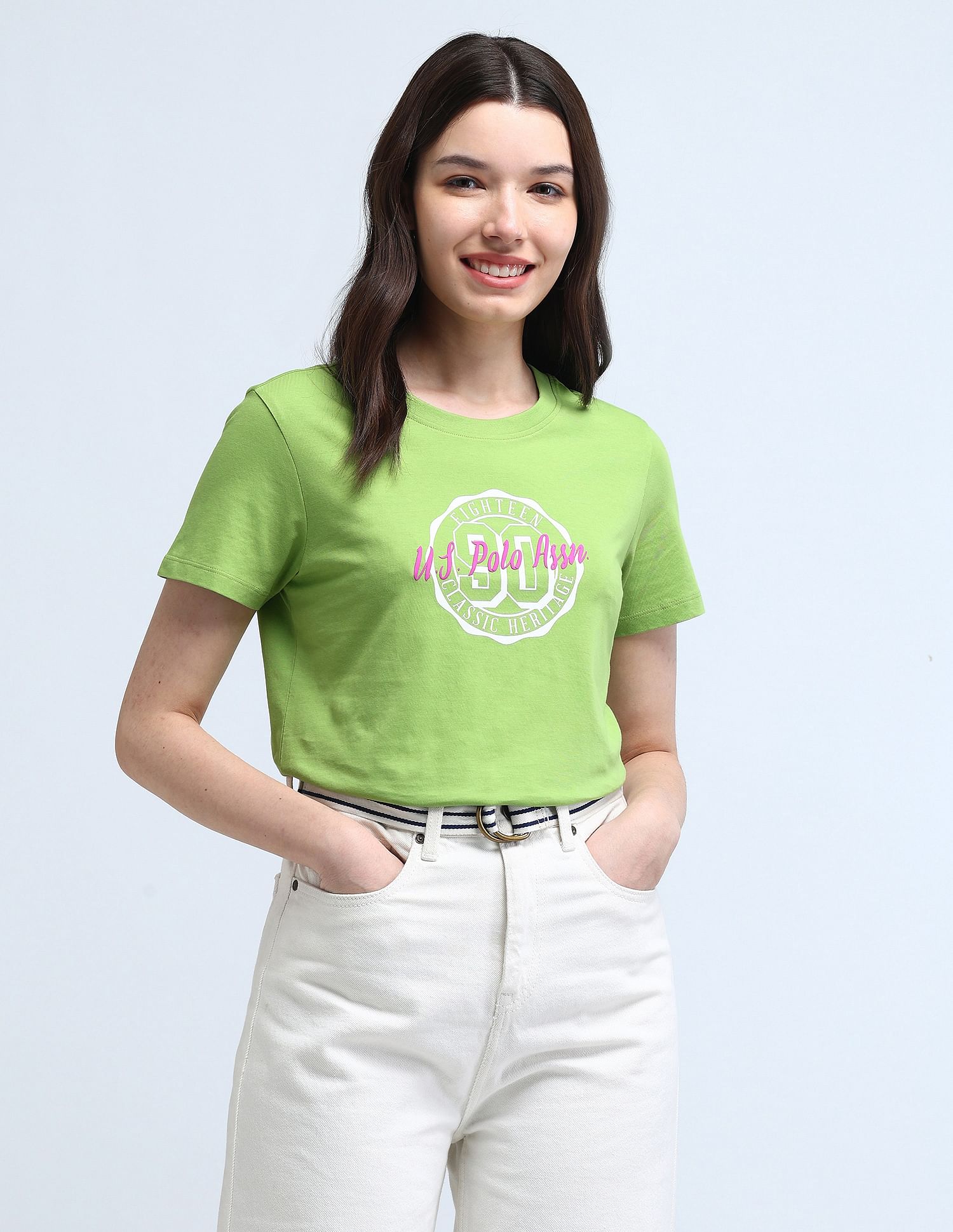U.S. Polo Assn. Women Varsity Print Pure Cotton T-Shirt