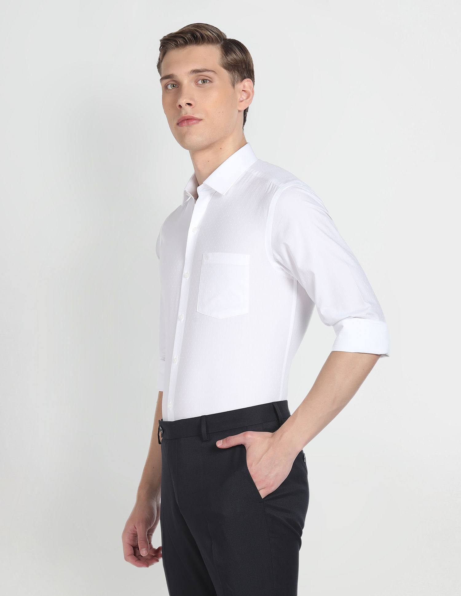 Arrow Self Design Dobby Slim Shirt