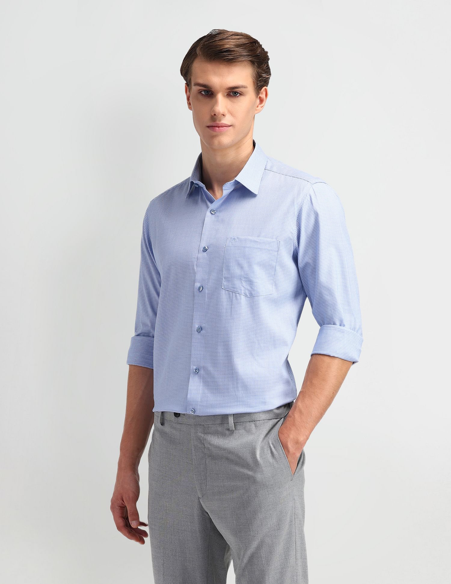 Arrow Manhattan Slim Fit Micro Checked Shirt