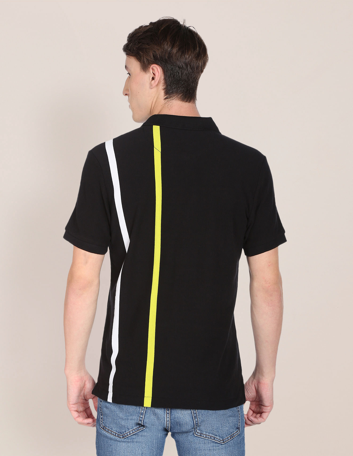 black yellow polo shirt
