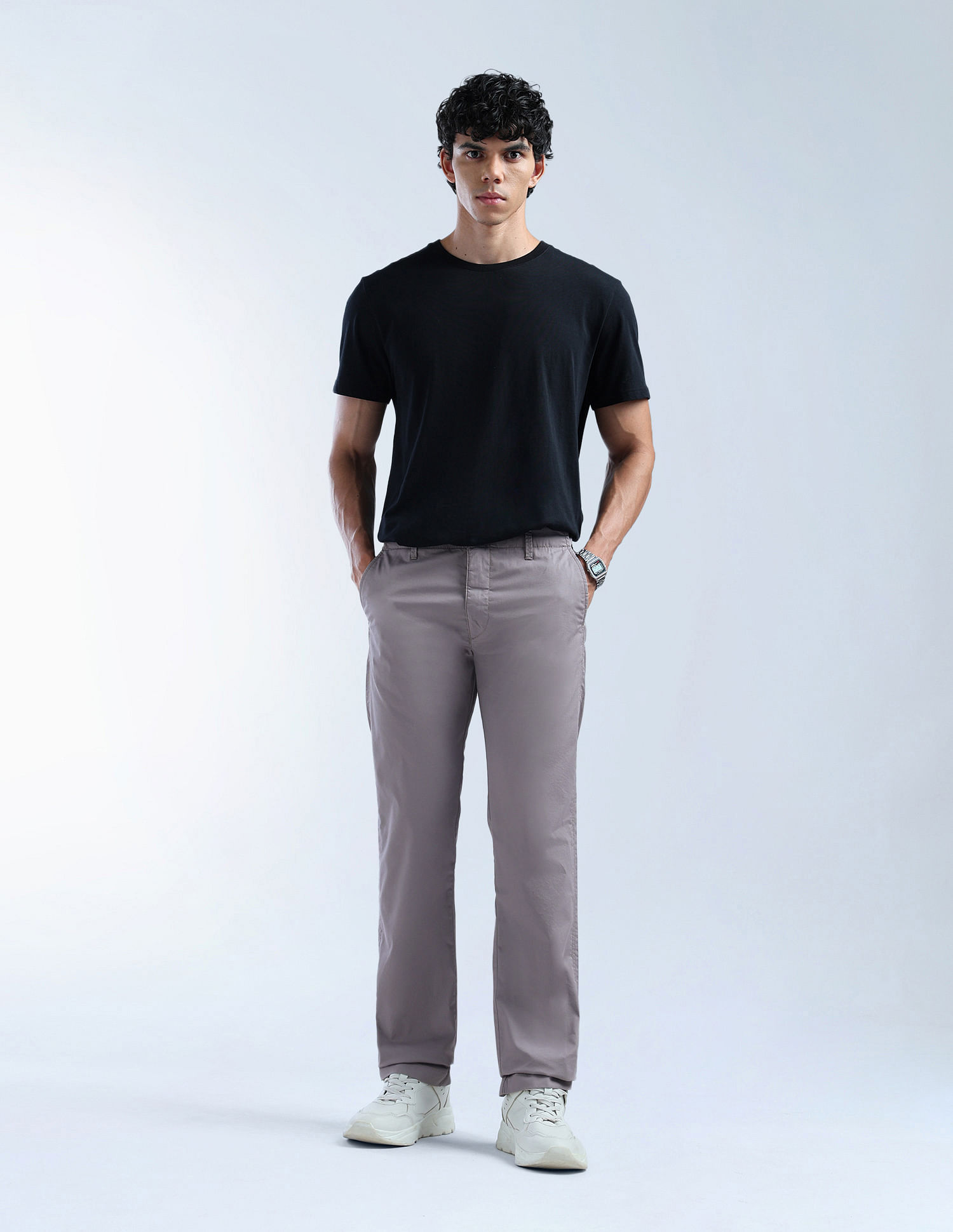 Flying Machine F-Jango Straight Fit Solid Twill Trousers
