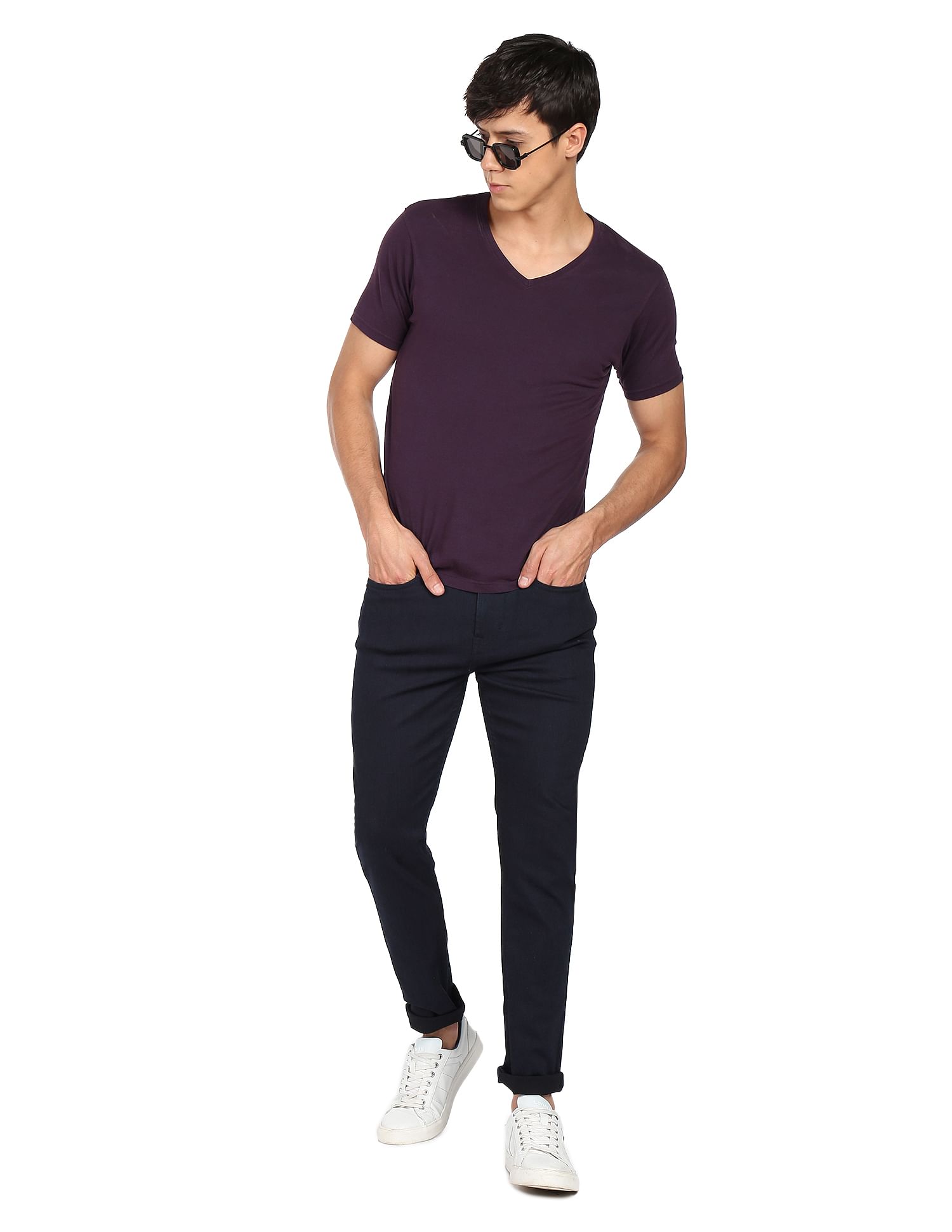Flying Machine Slash Slim Tapered Fit Jeans