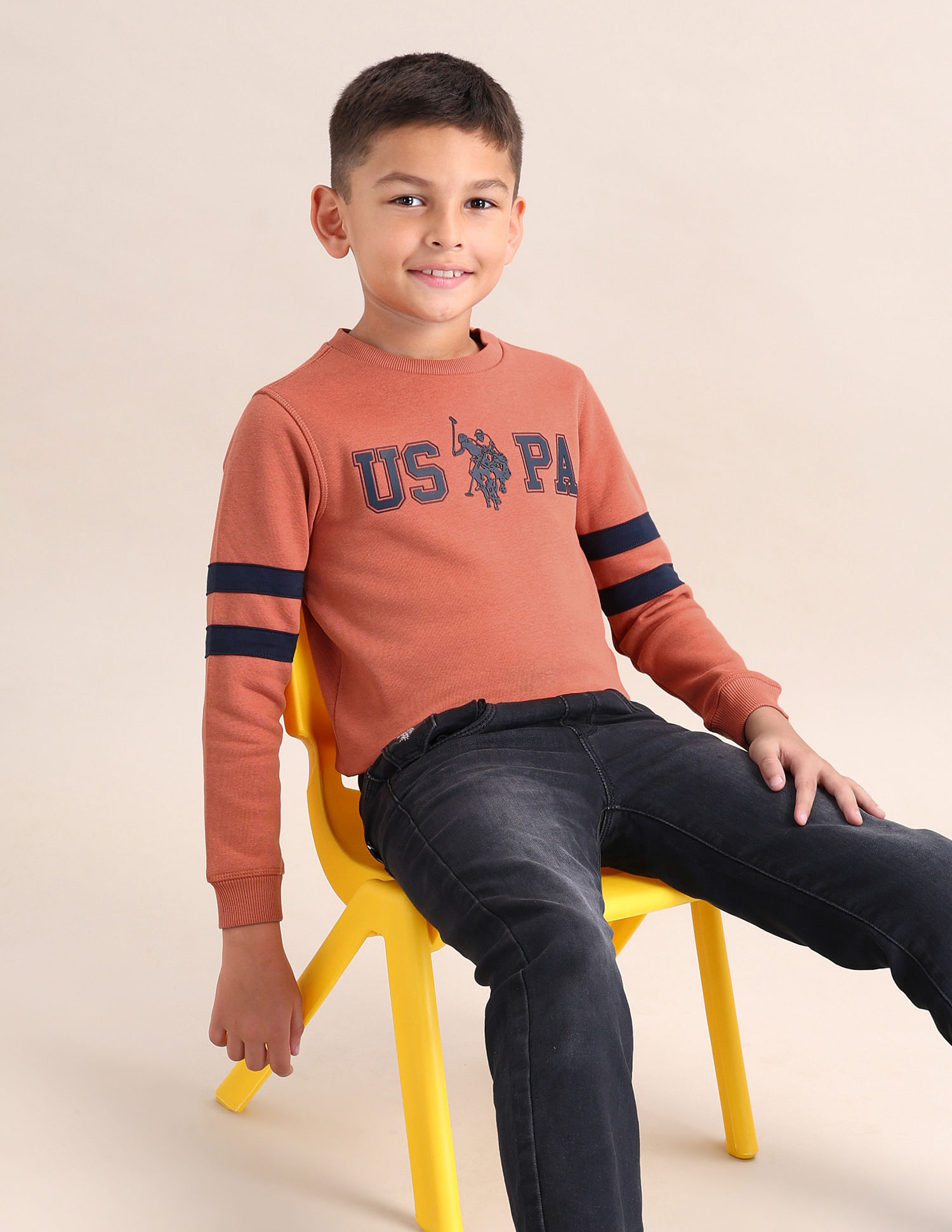 U.S. Polo Assn. Kids Boys Brand Printed Regular Fit Sweatshirt