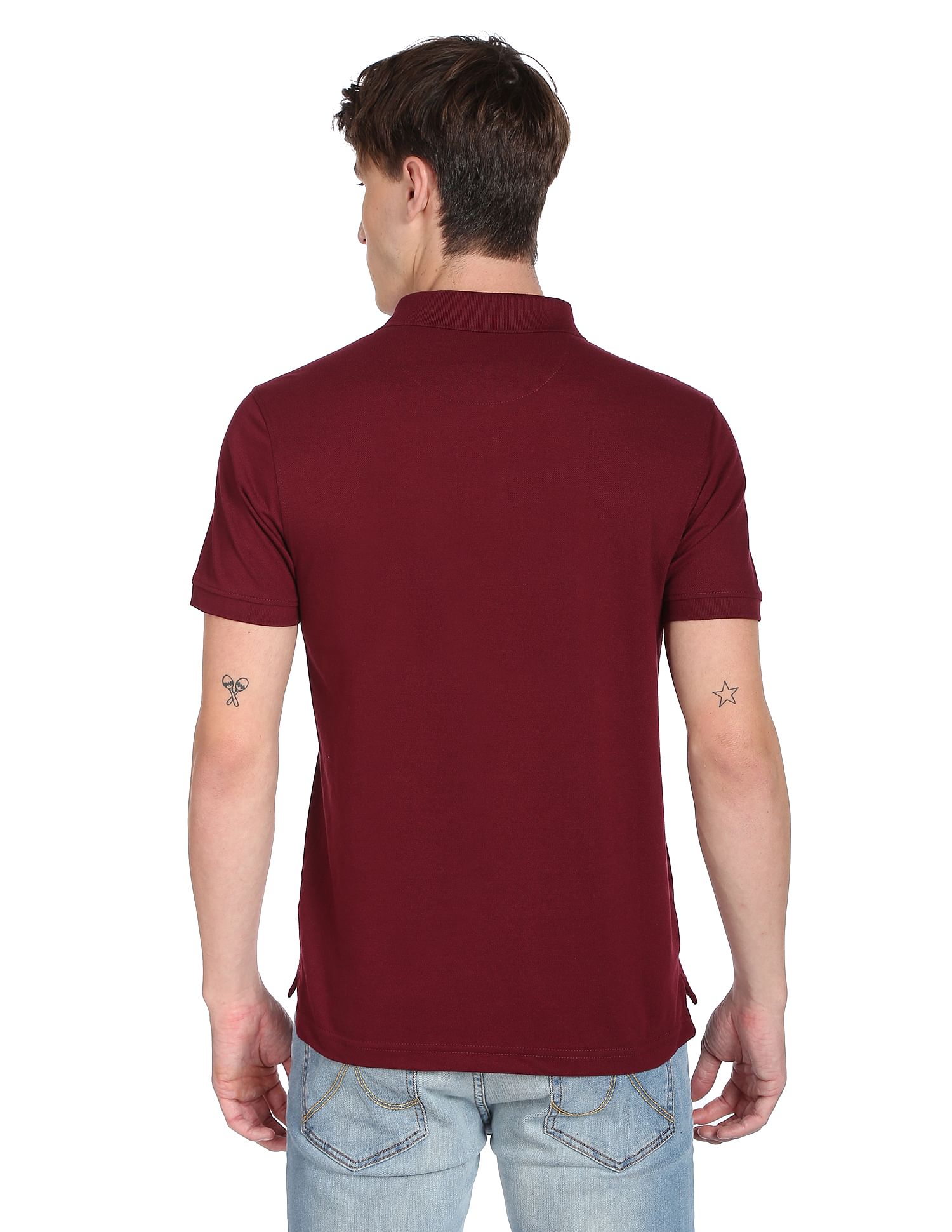 Maroon polo shirt back best sale