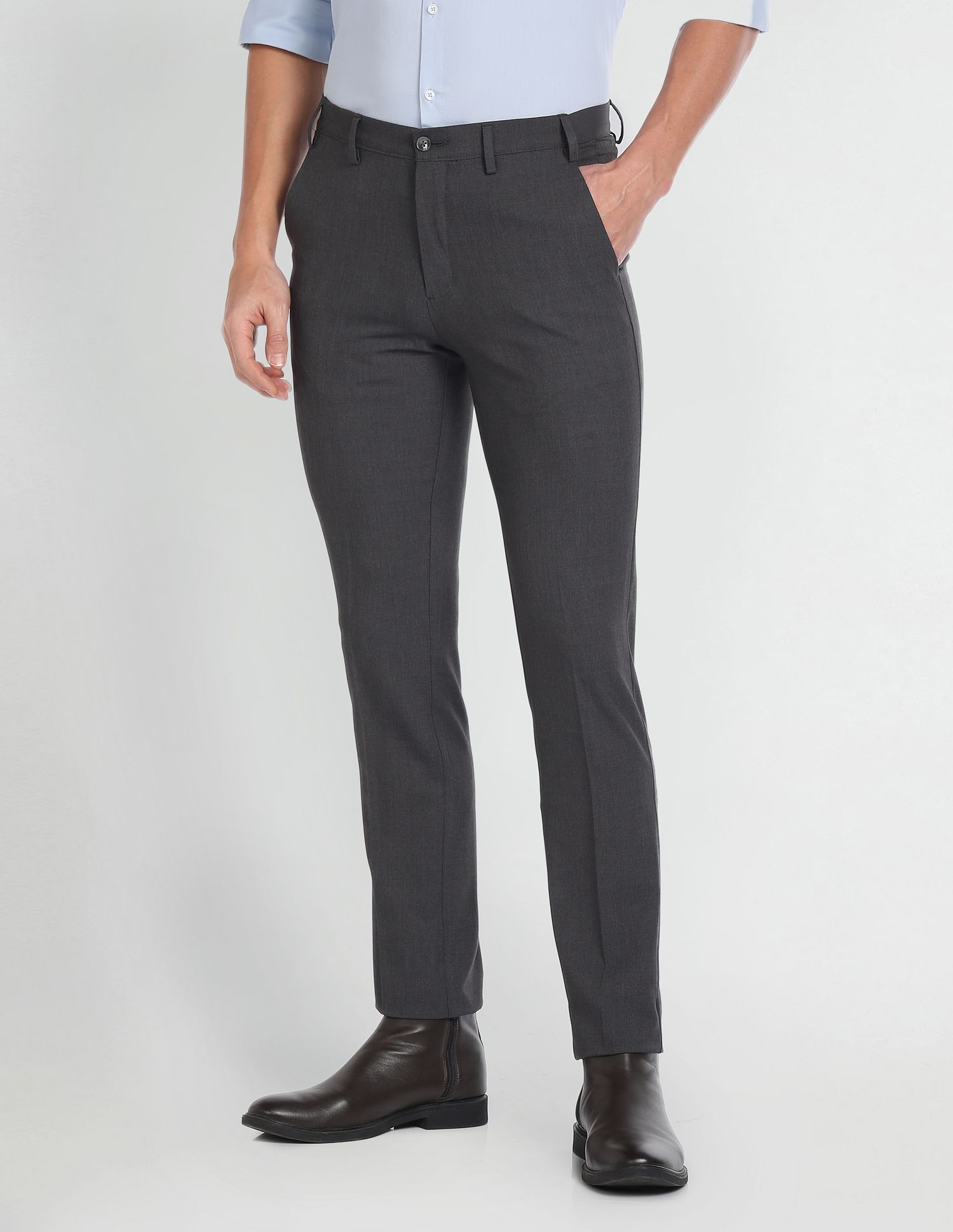 Arrow Mid Rise Solid Autoflex Trousers