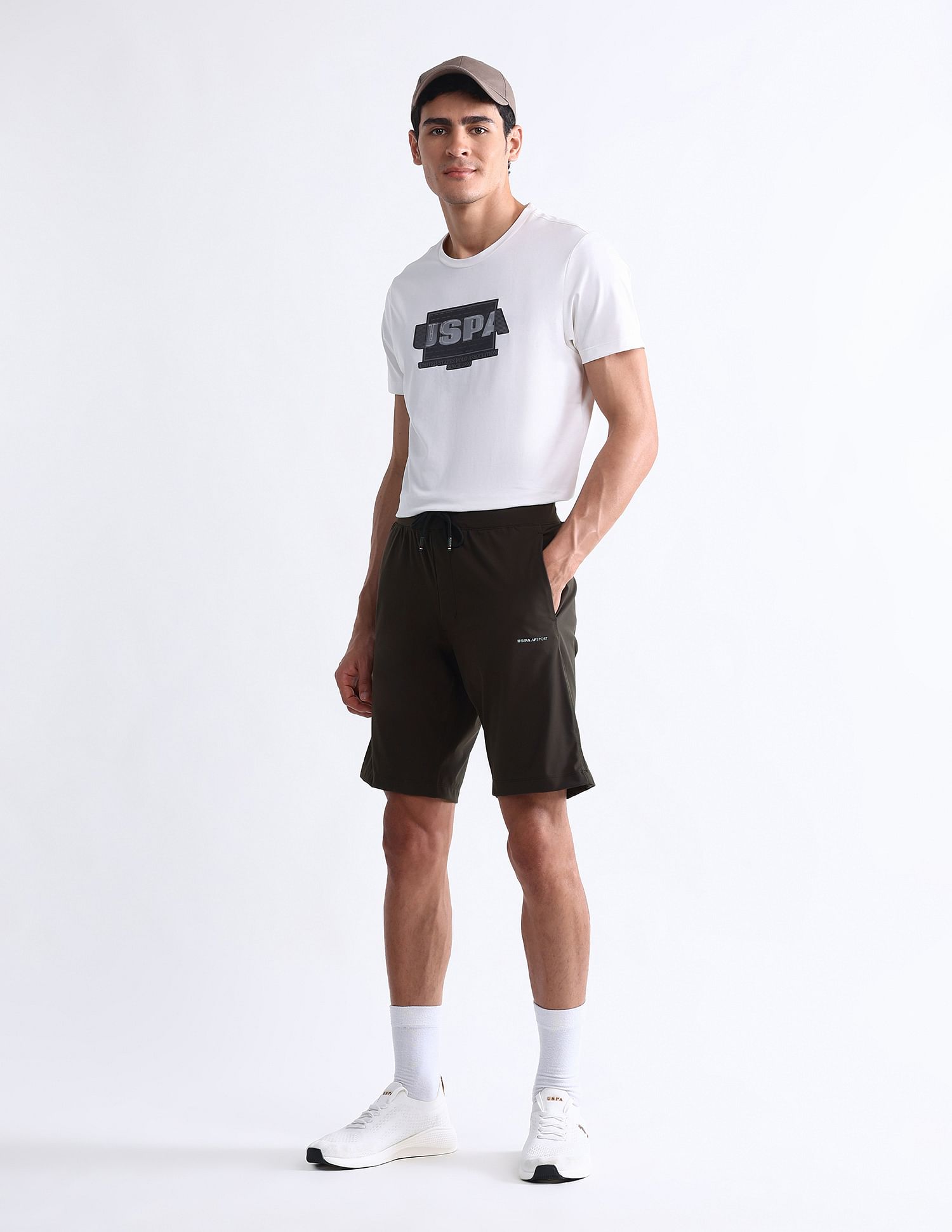 USPA Active Slim Fit Solid Active Shorts